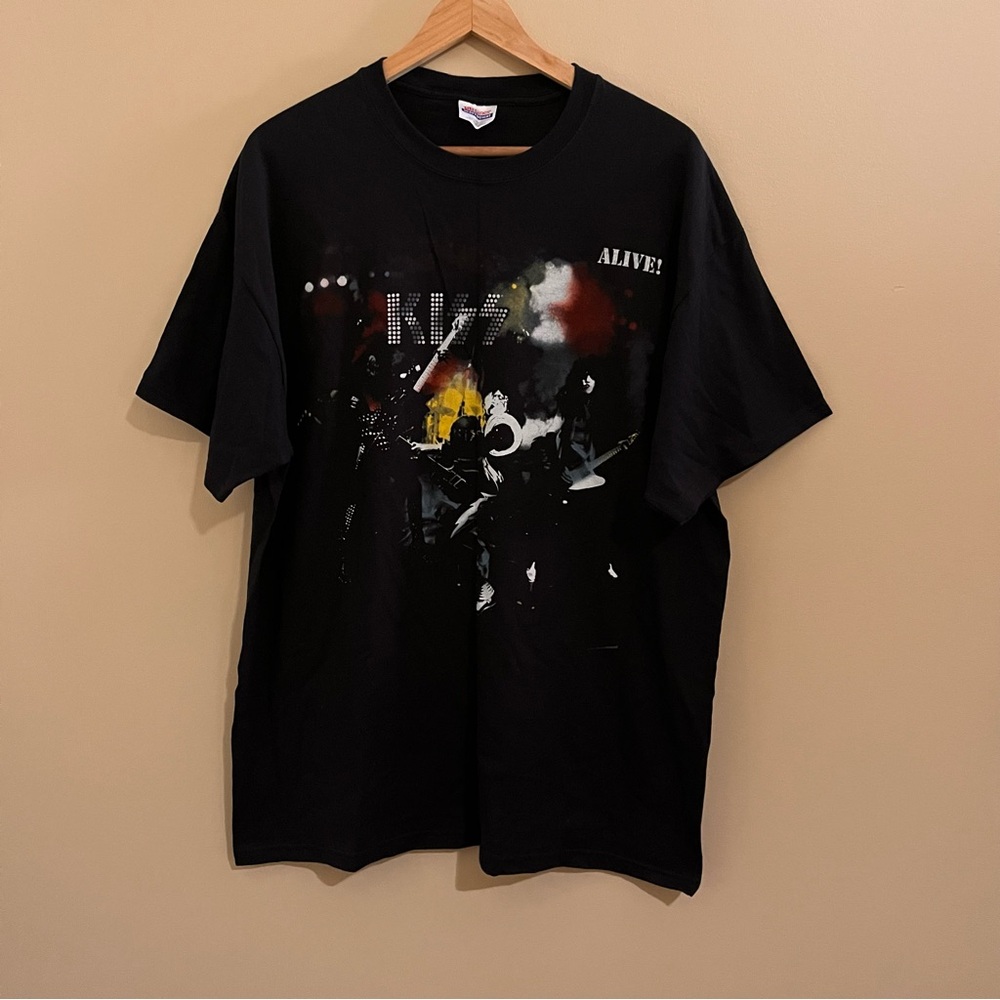 Vintage KISS Alive Rock And Roll All Nite Band T-shirt Double Sided Size XL